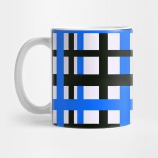 Interlocking Stripes Black White Blue Mug